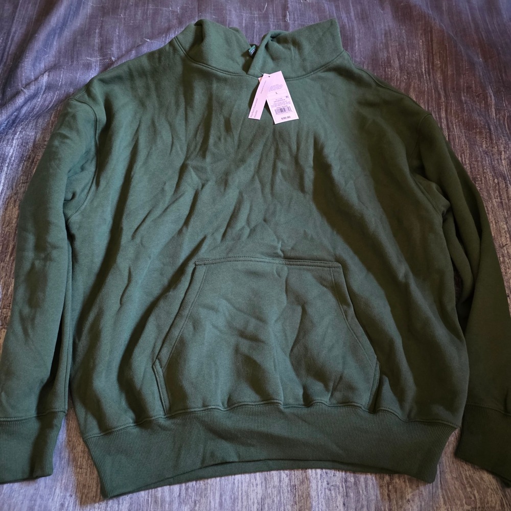 Wild Fable Perfect Oversized Hoodie Dark Green Cotton Blend Pullover NWT Large